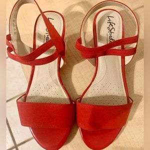 Life stride red kitten wedge